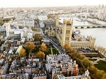 london westminster big ben parliament aerial view